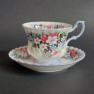 Royal Albert Fragrance Series Clematis Teacup And Saucer, Fine Bone China